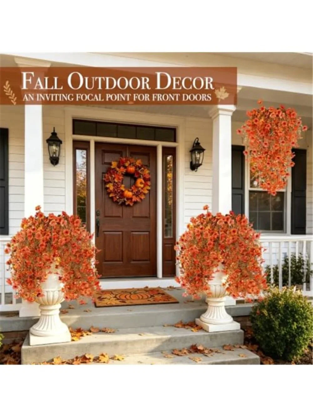 4PCS Artificial Hanging Fall Flowers Fall Decoration UV Resistant